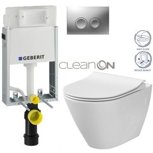 GEBERIT KOMBIFIXBasic vč. matného tlačítka DELTA 25 + WC CERSANIT CLEANON CITY 110.100.00.1 21MA CI1 obraz