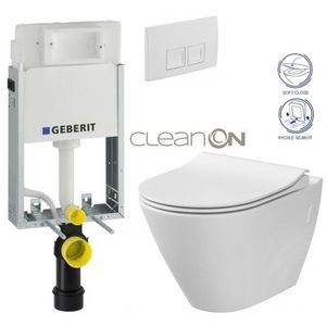 GEBERIT KOMBIFIXBasic vč. bílého tlačítka DELTA 50 + WC CERSANIT CLEANON CITY 110.100.00.1 50BI CI1 obraz