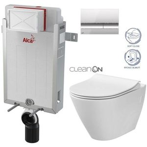 ALCADRAIN Renovmodul předstěnový instalační systém s chromovým tlačítkem M1721 + WC CERSANIT CLEANON CITY AM115/1000 M1721 CI1 obraz