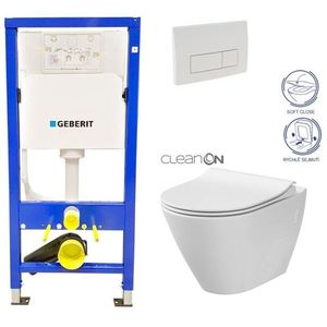 GEBERIT DuofixBasic s bílým tlačítkem DELTA51 + WC CERSANIT CLEANON CITY 458.103.00.1 51BI CI1 obraz