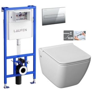 LAUFEN Rámový podomítkový modul CW1 SET s chromovým tlačítkem + WC JIKA PURE + SEDÁTKO DURAPLAST H8946600000001CR PU1 obraz