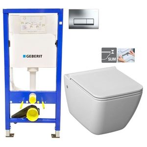 GEBERIT DuofixBasic s chromovým tlačítkem DELTA51 + WC JIKA PURE + SEDÁTKO DURAPLAST 458.103.00.1 51CR PU1 obraz