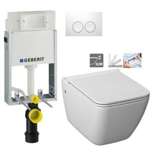 GEBERIT KOMBIFIXBasic vč. bílého tlačítka DELTA 21 + WC JIKA PURE + SEDÁTKO SLOWCLOSE 110.100.00.1 21BI PU2 obraz