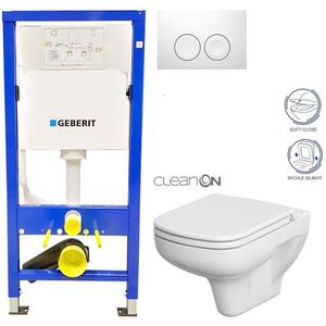 Geberit Duofix tlačítko DELTA21 bílé WC CERSANIT COLOUR CLEANON + SEDÁTKO 458.103.00.1 21BI CN1 obraz