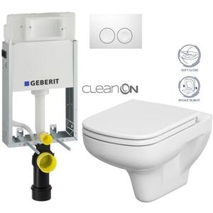 GEBERIT KOMBIFIXBasic vč. bílého tlačítka DELTA 21 + WC CERSANIT CLEANON COLOUR + SEDÁTKO 110.100.00.1 21BI CN1 obraz