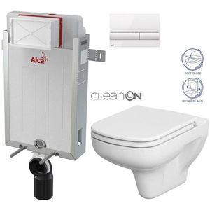 ALCADRAIN Renovmodul předstěnový instalační systém s bílým tlačítkem M1710 + WC CERSANIT CLEANON COLOUR + SEDÁTKO AM115/1000 M1710 CN1 obraz