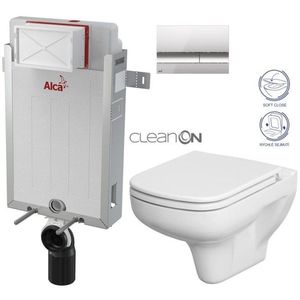 ALCADRAIN Renovmodul předstěnový instalační systém s chromovým tlačítkem M1721 + WC CERSANIT CLEANON COLOUR + SEDÁTKO AM115/1000 M1721 CN1 obraz