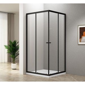 AQUALINE AGGA BLACK čtvercová sprchová zástěna 800x800, čiré sklo BLF808 obraz