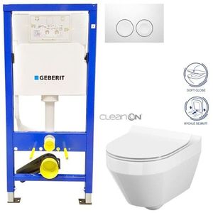 GEBERIT DuofixBasic s bílým tlačítkem DELTA21 + WC CERSANIT CLEANON CREA OVÁL + SEDÁTKO 458.103.00.1 21BI CR1 obraz