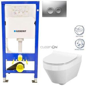 GEBERIT DuofixBasic s matným tlačítkem DELTA21 + WC CERSANIT CLEANON CREA OVÁL + SEDÁTKO 458.103.00.1 21MA CR1 obraz