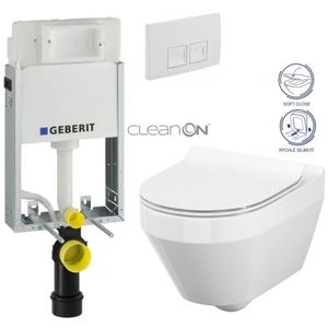 GEBERIT KOMBIFIXBasic vč. bílého tlačítka DELTA 50 + WC CERSANIT CLEANON CREA OVÁL + SEDÁTKO 110.100.00.1 50BI CR1 obraz