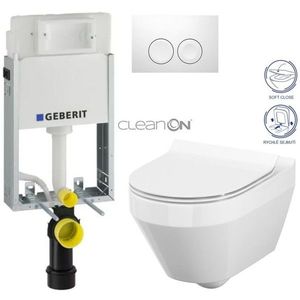 GEBERIT KOMBIFIXBasic vč. bílého tlačítka DELTA 21 + WC CERSANIT CLEANON CREA OVÁL + SEDÁTKO 110.100.00.1 21BI CR1 obraz