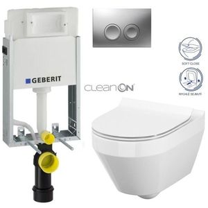 GEBERIT KOMBIFIXBasic vč. matného tlačítka DELTA 25 + WC CERSANIT CLEANON CREA OVÁL + SEDÁTKO 110.100.00.1 21MA CR1 obraz