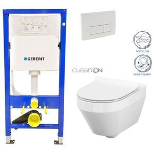 GEBERIT DuofixBasic s bílým tlačítkem DELTA51 + WC CERSANIT CLEANON CREA OVÁL + SEDÁTKO 458.103.00.1 51BI CR1 obraz