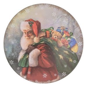 Vánoční plastový kulatý servírovací podnos/talíř Santa s dárky - Ø 40*1 cm 65761 obraz