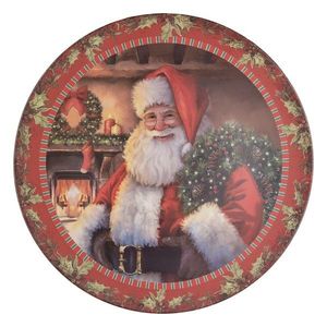 Vánoční plastový kulatý servírovací podnos/talíř Santa Claus - Ø 40*1 cm 65753 obraz