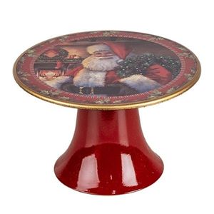 Červený vánoční plastový podnos na dort Santa Claus S - Ø 16*10 cm 65754S obraz