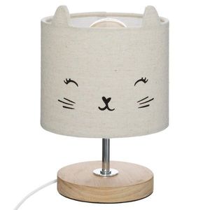 DekorStyle Dětská noční lampa CAT krémová obraz