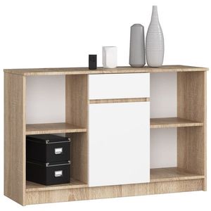 Ak furniture Komoda B-17 120 cm dub sonoma/bílá obraz