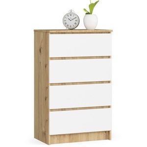 Ak furniture Komoda Kuba 60 cm - 4 šuplíky dub artisan/bílá obraz