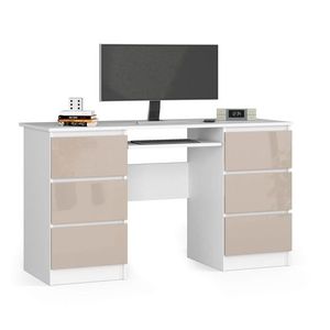 Ak furniture Psací stůl A-11 135 cm bílý/cappuccino lesk obraz