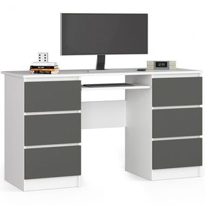 Ak furniture Psací stůl A-11 135 cm bílý/grafitově šedý obraz