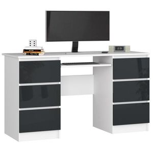 Ak furniture Psací stůl A-11 135 cm bílý/grafitově šedý lesk obraz