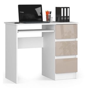 Ak furniture Psací stůl A-6 90 cm bílý/cappuccino lesk pravý obraz