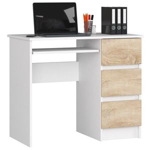 Ak furniture Psací stůl A-6 90 cm bílý/dub sonoma pravý obraz