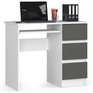 Ak furniture Psací stůl A-6 90 cm bílý/grafitově šedý pravý obraz