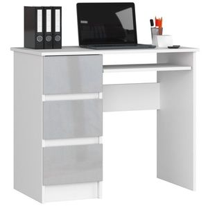 Ak furniture Psací stůl A-6 90 cm bílý/světle šedý lesk levý obraz