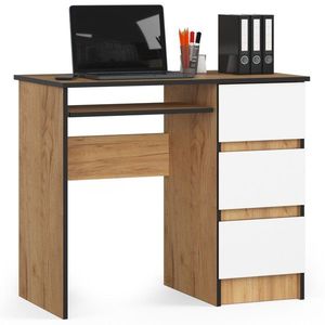 Ak furniture Psací stůl A-6 90 cm dub craft zlatý/bílý pravý obraz