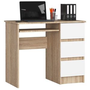 Ak furniture Psací stůl A-6 90 cm dub sonoma/bílý pravý obraz