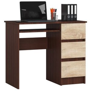 Ak furniture Psací stůl A-6 90 cm wenge/dub sonoma pravý obraz