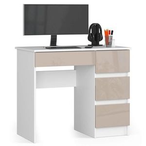 Ak furniture Psací stůl A-7 90 cm bílý/cappuccino lesk pravý obraz