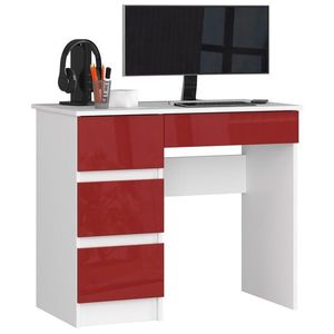 Ak furniture Psací stůl A-7 90 cm bílý/červený lesk levý obraz