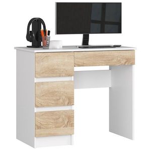 Ak furniture Psací stůl A-7 90 cm bílý/dub sonoma levý obraz