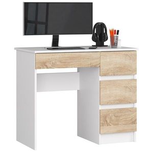 Ak furniture Psací stůl A-7 90 cm bílý/dub sonoma pravý obraz