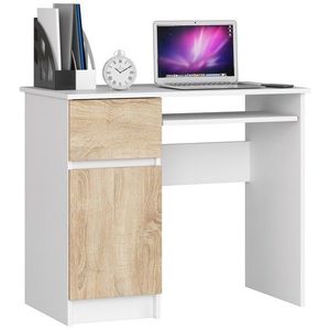 Ak furniture Psací stůl PIKSEL 90 cm bílý/dub sonoma levý obraz