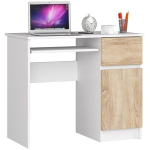 Ak furniture Psací stůl PIKSEL 90 cm bílý/dub sonoma pravý obraz