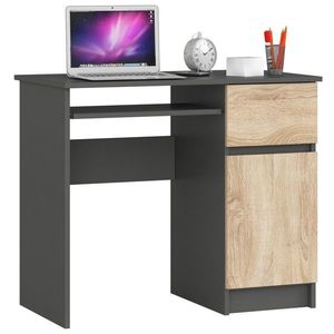 Ak furniture Psací stůl PIKSEL 90 cm grafitově šedý/dub sonoma pravý obraz