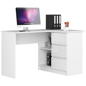 Ak furniture Rohový psací stůl B16 124 cm bílý/bílý lesk pravý obraz