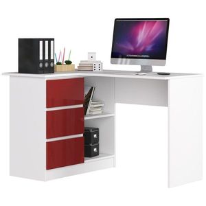 Ak furniture Rohový psací stůl B16 124 cm bílý/červený lesk levý obraz