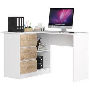 Ak furniture Rohový psací stůl B16 124 cm bílý/dub sonoma levý obraz