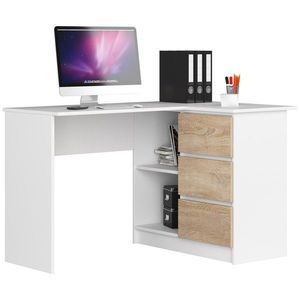 Ak furniture Rohový psací stůl B16 124 cm bílý/dub sonoma pravý obraz