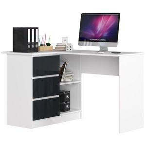 Ak furniture Rohový psací stůl B16 124 cm bílý/grafitový lesk levý obraz