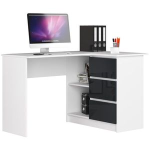 Ak furniture Rohový psací stůl B16 124 cm bílý/grafitový lesk pravý obraz