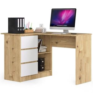 Ak furniture Rohový psací stůl B16 124 cm dub artisan/bílý levý obraz