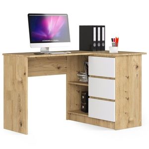 Ak furniture Rohový psací stůl B16 124 cm dub artisan/bílý pravý obraz