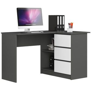 Ak furniture Rohový psací stůl B16 124 cm šedý/bílý pravý obraz